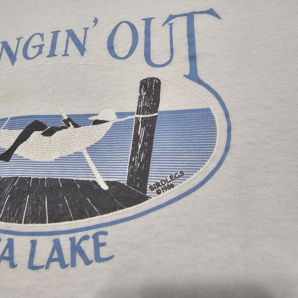 VTG 80s Finger Lakes Keuka New York Hangin Out T Shirt Single Stitch 2XL RARE - Picture 4 of 11